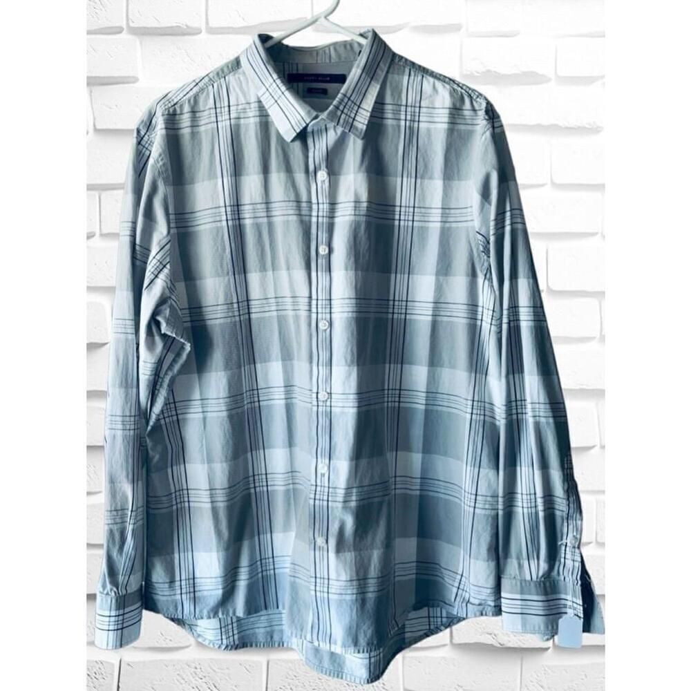 Perry Ellis Men’s XL Slim Fit Classic Button Down Long Sleeve Plaid Casual Shirt